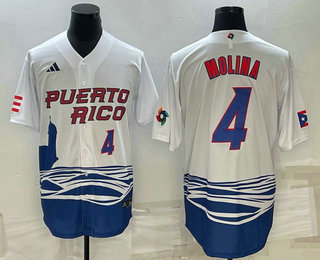 Mens Puerto Rico Baseball #4 Carlos Correa Number 2023 White World Baseball Classic Stitched Jersey